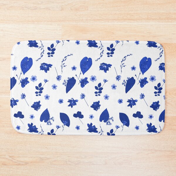 Item preview, Blue Floral Pressed Flower and Leaf Pattern designed and sold by Ivy Lily Art.