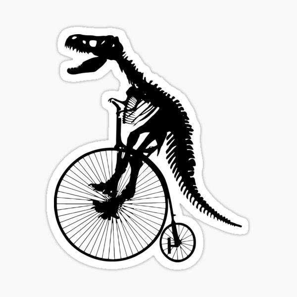 Item preview, Bike and t rex fossil black shadow, dinosaur silhouettes designed and sold by Collagedream.