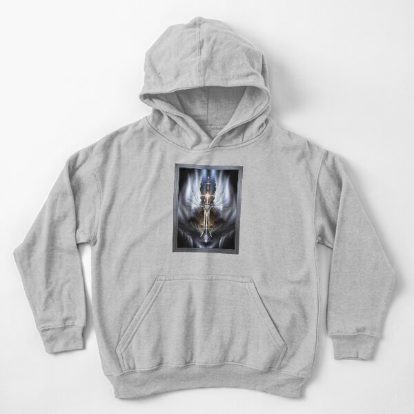 Heavenly Angel Wings Cross The Sword Of Light Fractal Design Art Composition by Xzendor7 Kids Pullover Hoodie