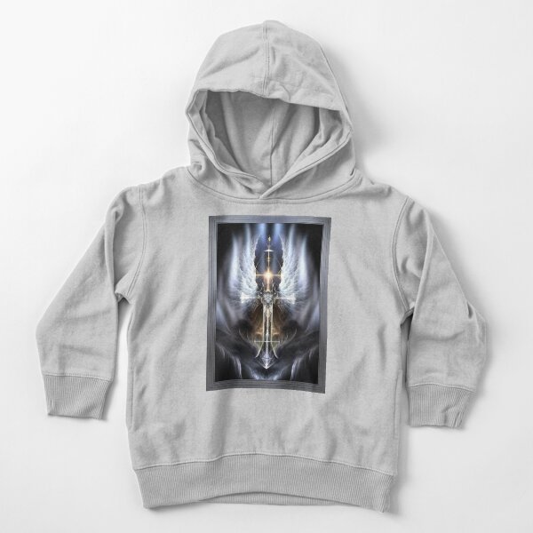 Heavenly Angel Wings Cross The Sword Of Light Fractal Design Art Composition by Xzendor7 Toddler Pullover Hoodie