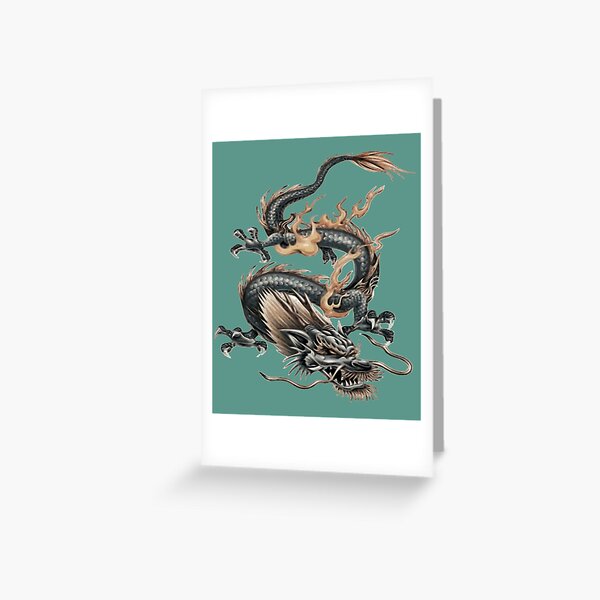 Item preview, Chinese Fire Dragon In Light Gray And Caramel Yellow designed and sold by taiche.