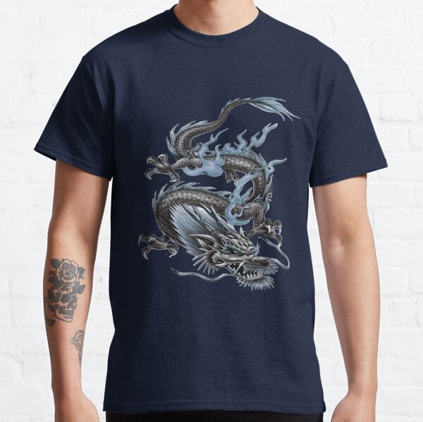 Item preview, Chinese Fire Dragon In Light Gray And Pale Blue designed and sold by taiche.