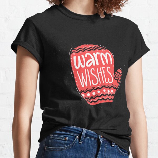 Warm Wishes Red Mitten Holiday Design Classic T-Shirt