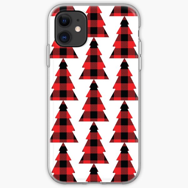 Buffalo Plaid Red and Black Christmas Tree iPhone Soft Case