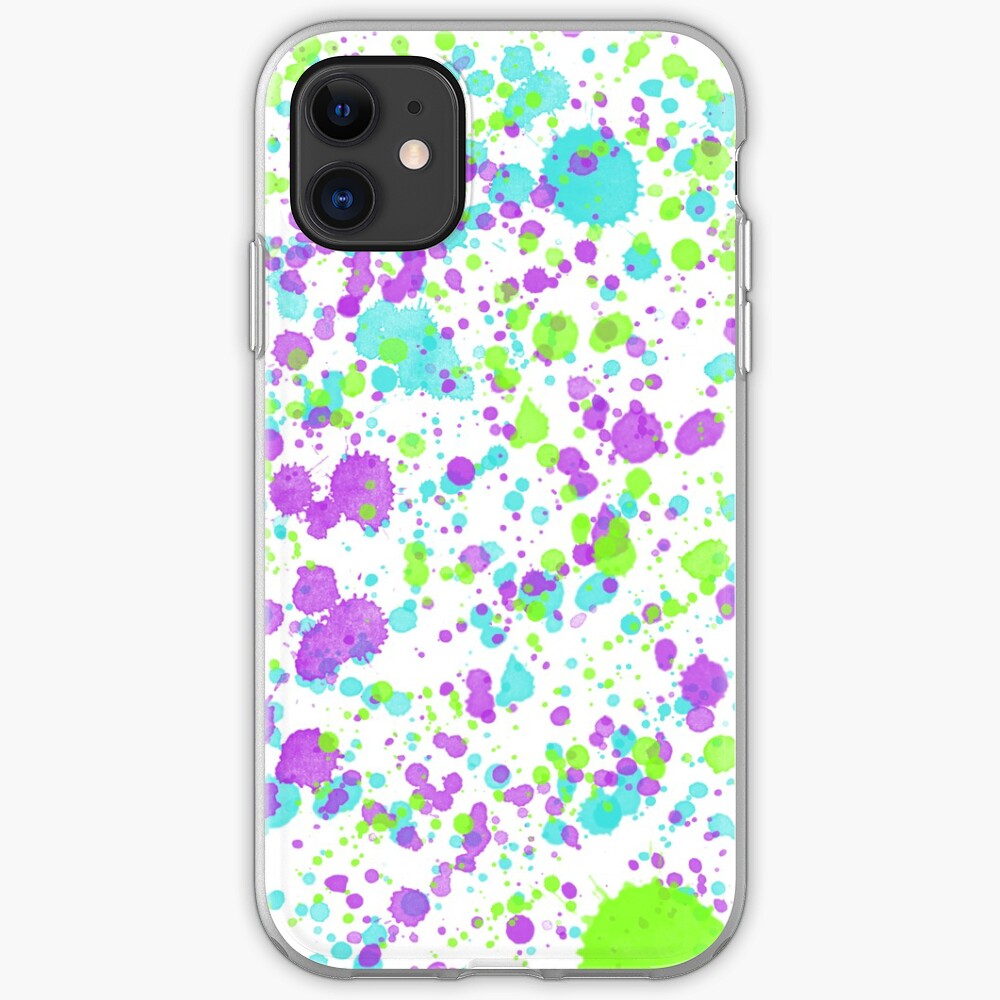 "Paint Splatter Pattern Purple Blue Green" iPhone Case & Cover by