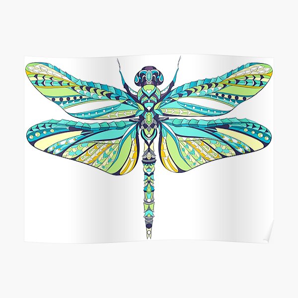 Download Decorative Dragonfly Poster By Snickelways Redbubble