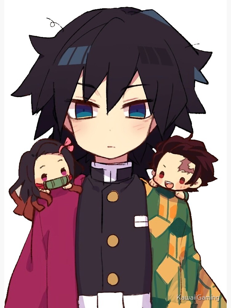 Giyu Tomioka And Chibi Nezuko Tanjiro Demon Slayer Kimetsu No Yaiba Art Board Print By Kawaiigaming Redbubble