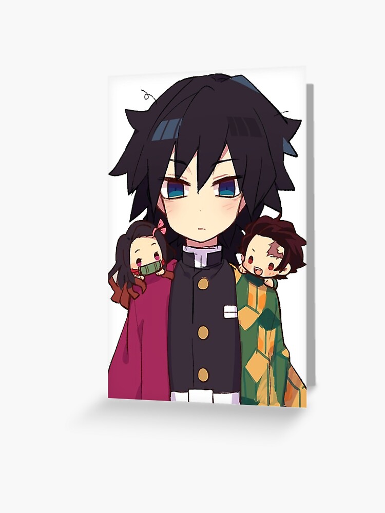 Giyu Tomioka And Chibi Nezuko Tanjiro Demon Slayer Kimetsu No Yaiba Greeting Card By Kawaiigaming Redbubble