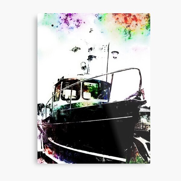 Black Tug with Rainbow Metal Print