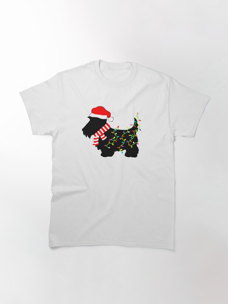 Disover Christmas Scottie Dog With Lights Classic T-Shirt