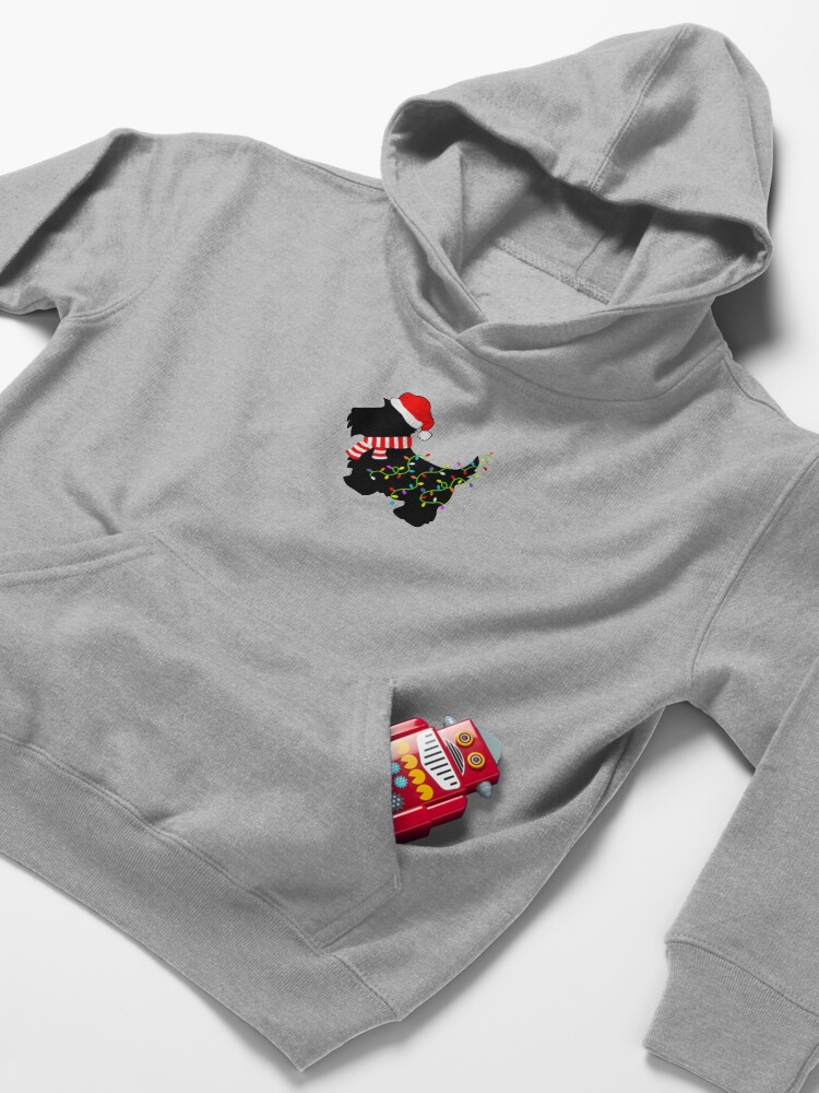 Alternate view of Christmas Scottie Dog With Lights Kids Pullover Hoodie