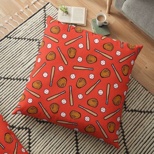 Baseball Pattern in Red Floor Pillow