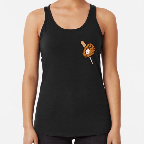 Baseball Pattern in Black Racerback Tank Top