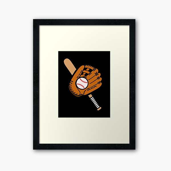 Baseball Pattern in Black Framed Art Print