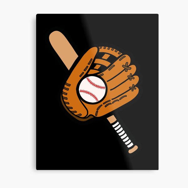 Baseball Pattern in Black Metal Print