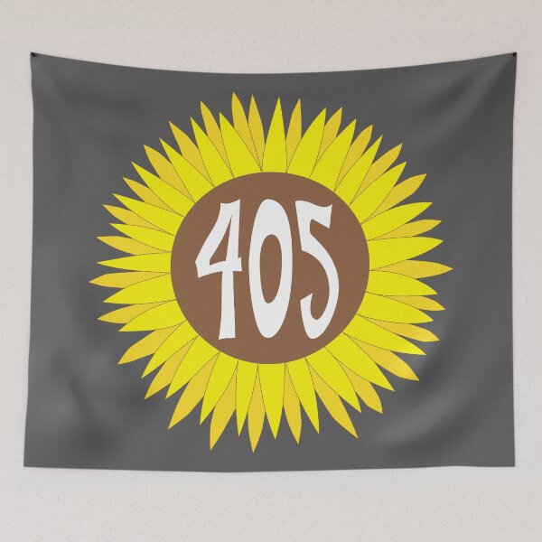 Item preview, Hand Drawn Oklahoma Sunflower 405 Area Code designed and sold by itsrturn.
