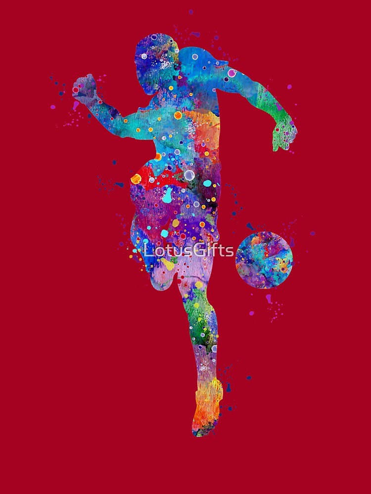 Soccer Girl Player Watercolor Art Gift Sports Art Water Bottle by LotusArt