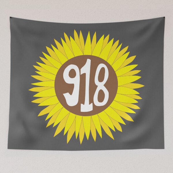 Item preview, Hand Drawn Oklahoma Sunflower 918 Area Code designed and sold by itsrturn.