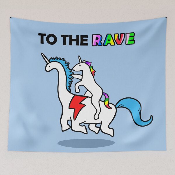Item preview, To The Rave! (Unicorn Riding Dinocorn) designed and sold by jezkemp.