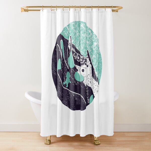 On the hand Shower Curtain
