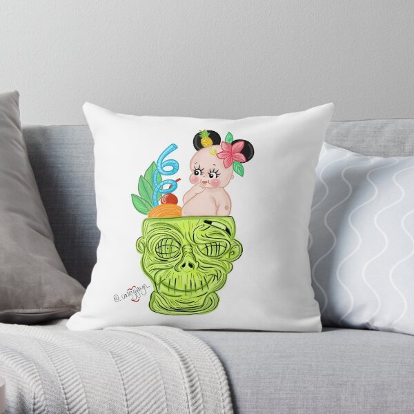 Mouse Ear Kewpie in Zombie Cocktail Throw Pillow