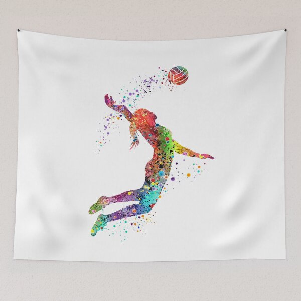 Item preview, Volleyball Girl Watercolor Painting Art Print Sports Gifts designed and sold by LotusGifts.