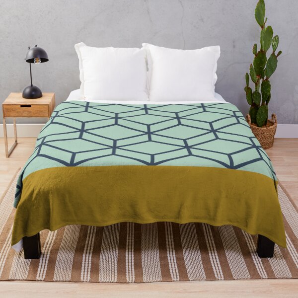 Item preview, Honeycomb Geometric Lattice Color Block in Golden Ochre Mustard, Mint Aqua, and Blue designed and sold by kierkegaard.