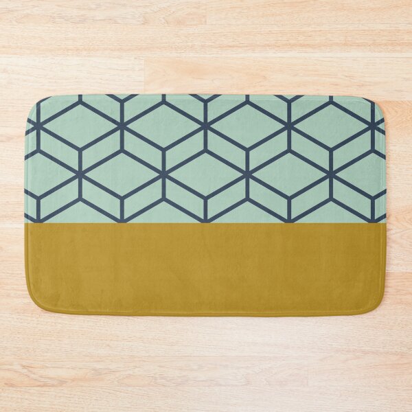 Item preview, Honeycomb Geometric Lattice Color Block in Golden Ochre Mustard, Mint Aqua, and Blue designed and sold by kierkegaard.