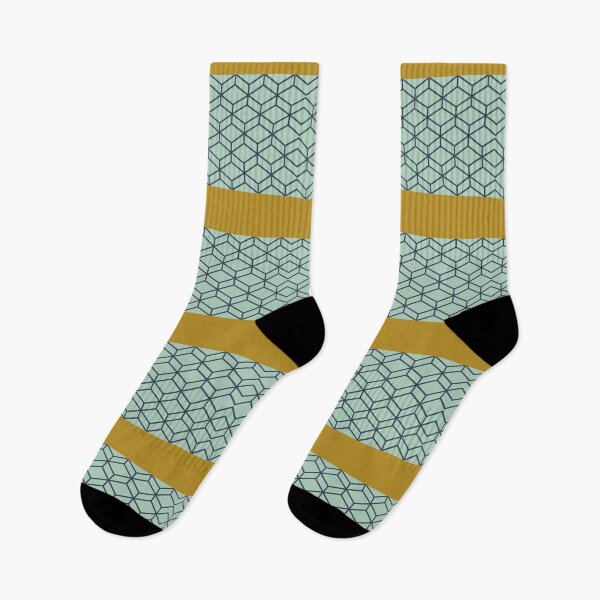 Item preview, Honeycomb Geometric Lattice Color Block in Golden Ochre Mustard, Mint Aqua, and Blue designed and sold by kierkegaard.