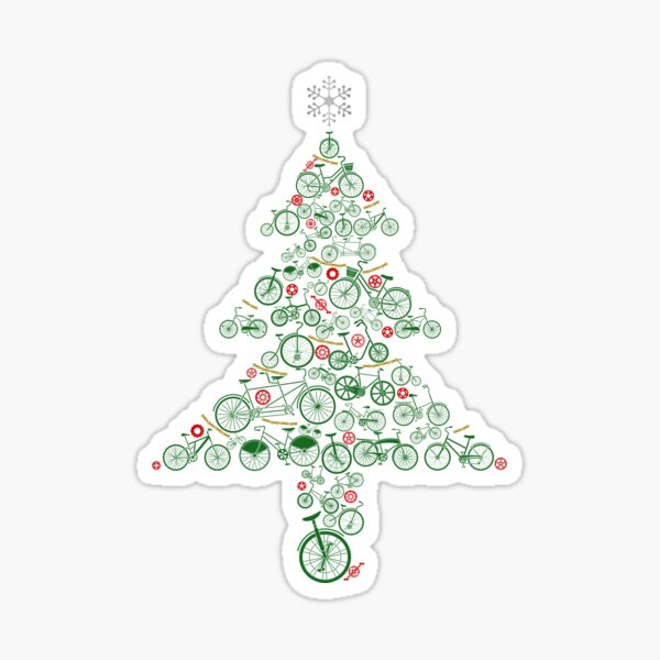 "Christmas Tree Bicycles Colour" Sticker for Sale by cycleexplorers