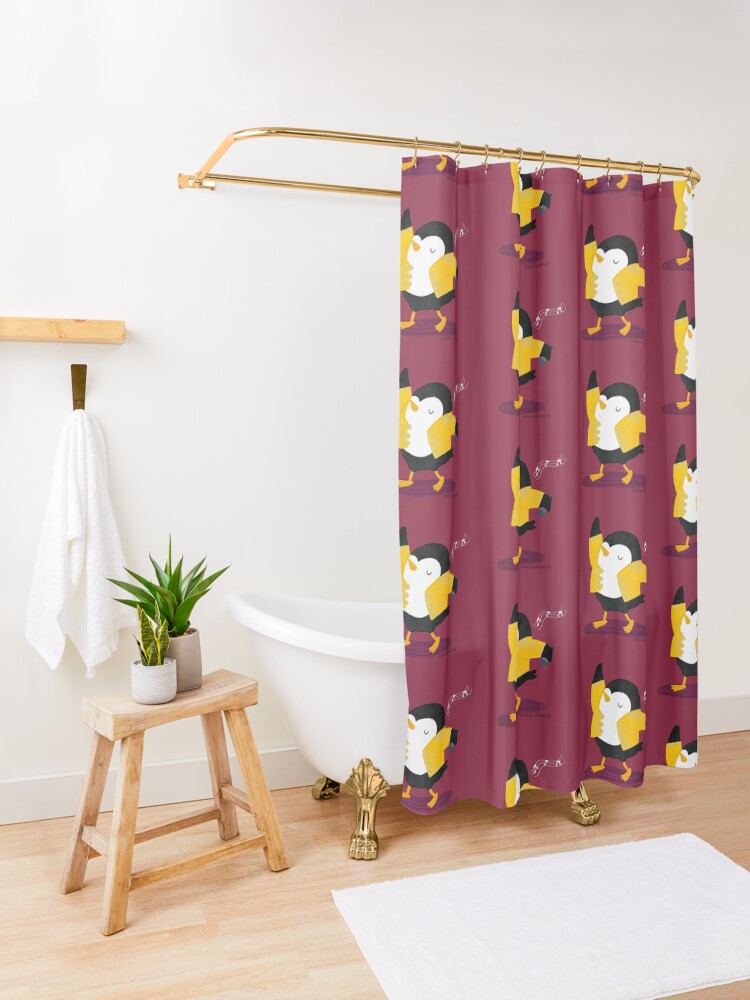 Alternate view of Freddie Penguin Shower Curtain