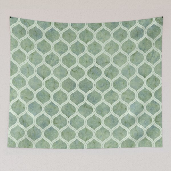 Item preview, Green Watercolor Moroccan Quatrefoil designed and sold by DoodleTrees.