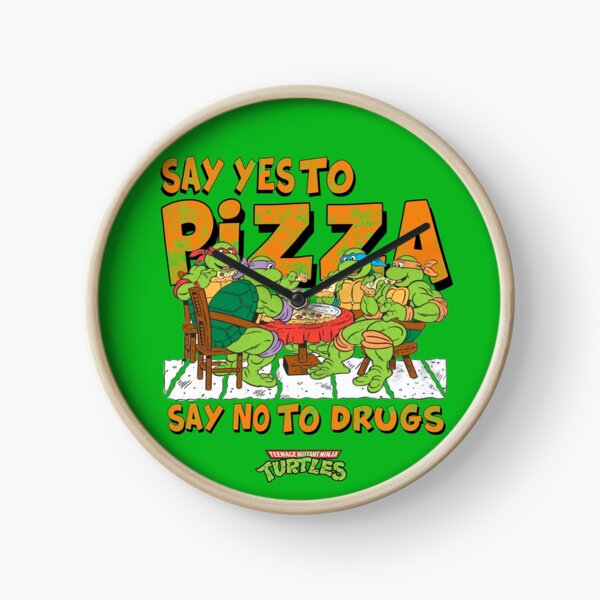 Say Yes To Pizza (Retro Ninja Turtles) Clock