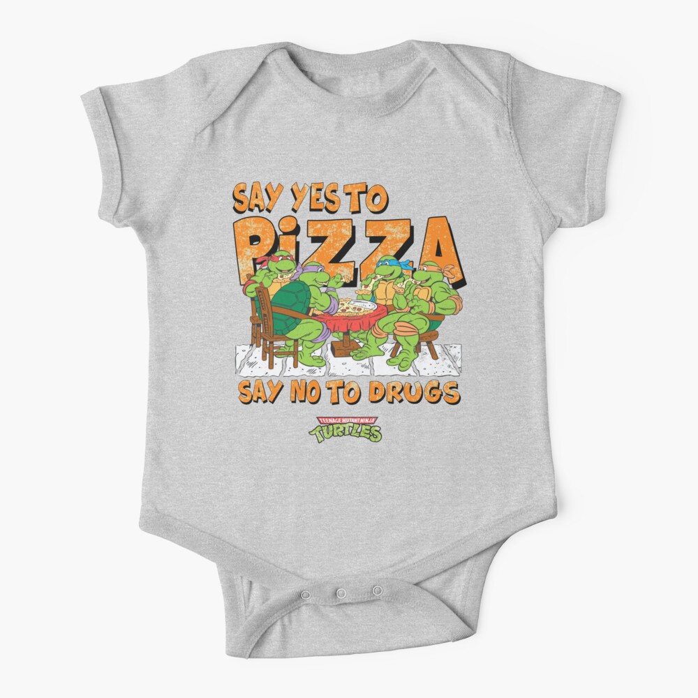 Say Yes To Pizza (Retro Ninja Turtles) Baby One-Piece