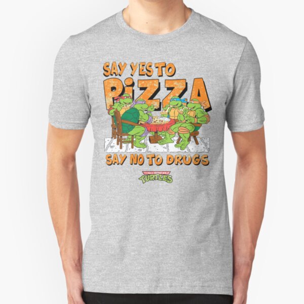 Say Yes To Pizza (Retro Ninja Turtles) Slim Fit T-Shirt