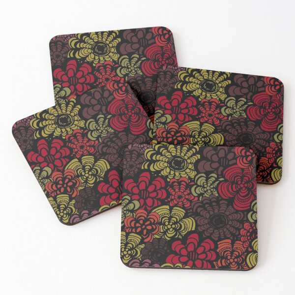 Item preview, Florales rojos y naranjas de los 70 designed and sold by inkblotcreative.