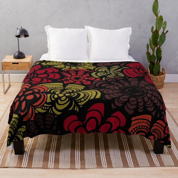 Item preview, Red and Orange 70's Florals designed and sold by inkblotcreative.