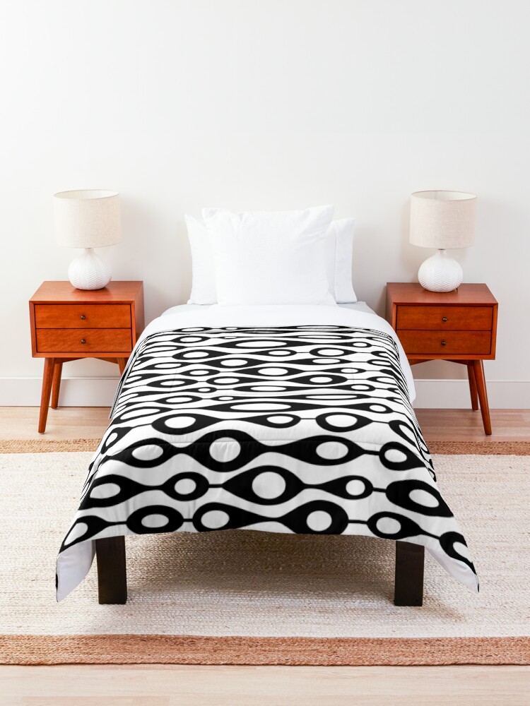 Retro Abstract Mid Century Modern Duvet Cover, MCM Geometric Oval