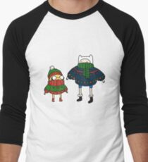 Finn and Jake Christmas Sweaters Baseball ¾ Sleeve T-Shirt
