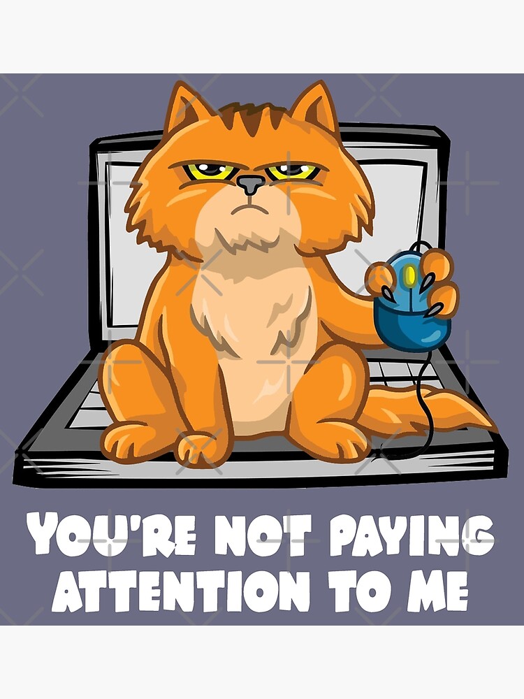 Carte Postale Tu Ne Fais Pas Attention A Moi Chat Avec Souris Sur Ordinateur Par Wasisnt Redbubble