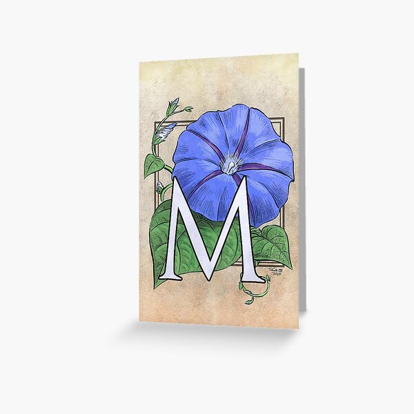 M is for Morning Glory card Greeting Card