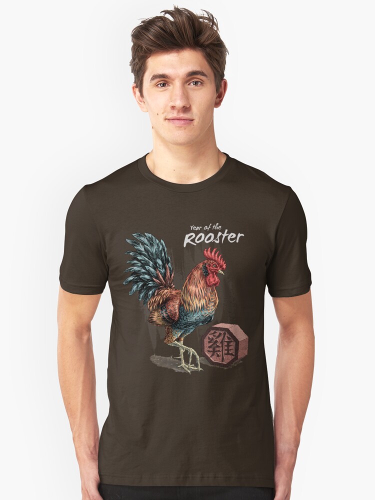 Alternate view of Year of the Rooster (for dark shirts) Slim Fit T-Shirt