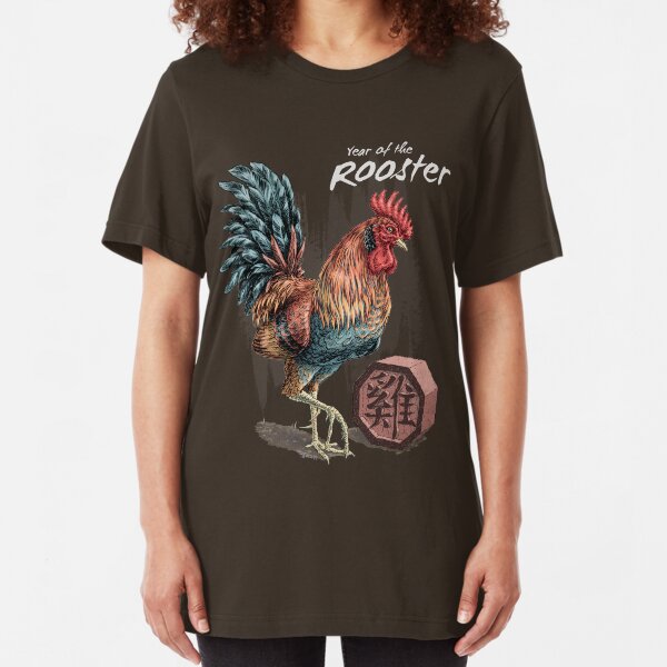 Year of the Rooster (for dark shirts) Slim Fit T-Shirt