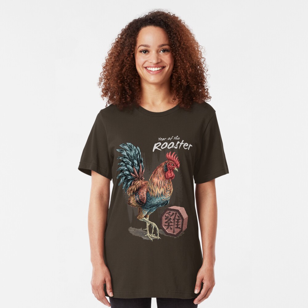 Year of the Rooster (for dark shirts) Slim Fit T-Shirt