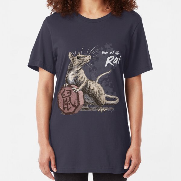 Year of the Rat (for dark shirts) Slim Fit T-Shirt