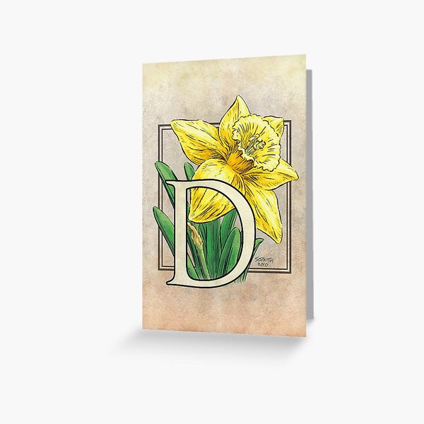 D is for Daffodil Flower Monogram Card Greeting Card