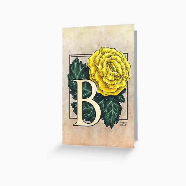 B is for Begonia Flower Monogram Card Greeting Card