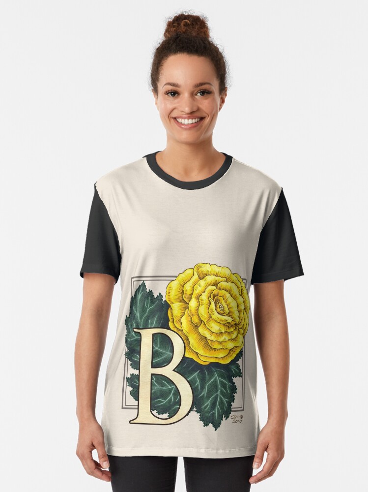Alternate view of B is for Begonia Flower Monogram Graphic T-Shirt