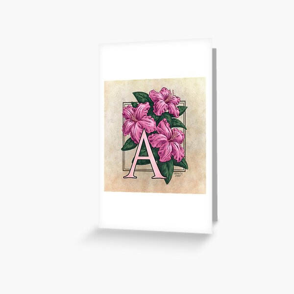 A is for Azalea Flower Monogram Greeting Card