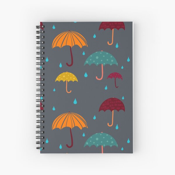 Bright Umbrellas in the Rain Spiral Notebook